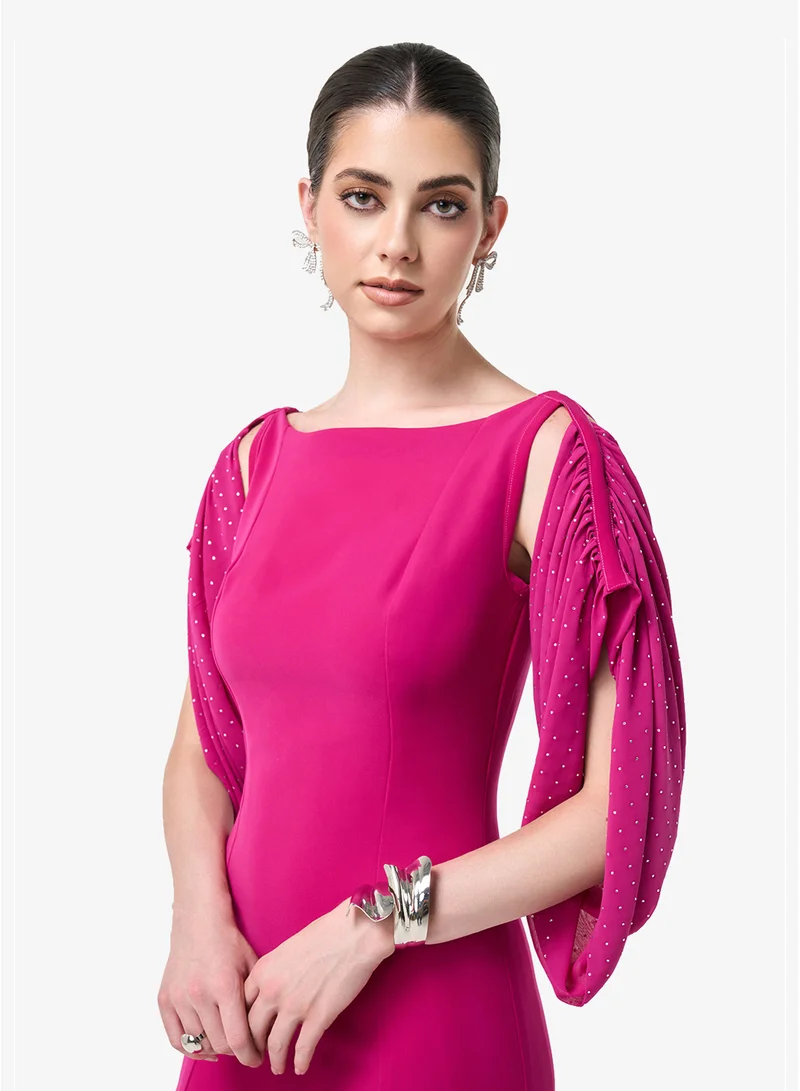 Threadz by Ajooni Cutout Puff Sleeve Maxi Dress