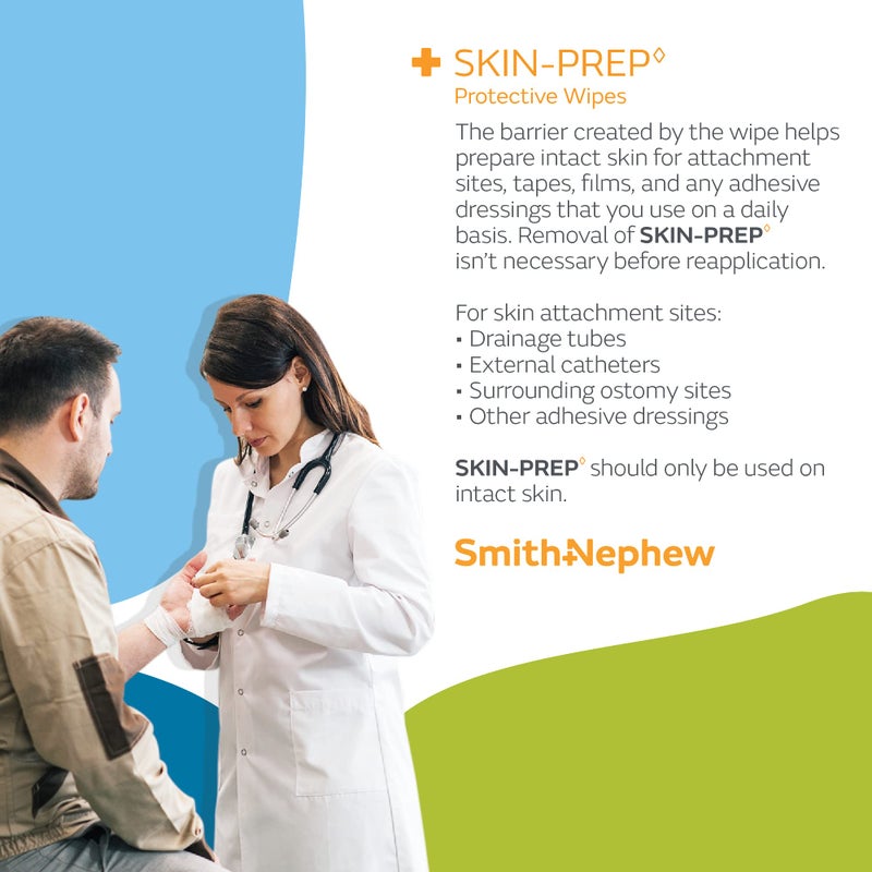 Smith&nephew مناديل سميث + نيفيو SKIN-PREP◊، مناديل تغطية واقية، فيلم حاجز للبشرة، تحتوي على كحول، علبة تحتوي على 50 - Image 4