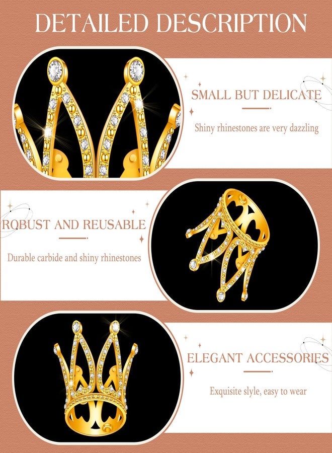 Yulejo 12 Pieces Crown Cake Topper Mini Baby Crown Tiny Queen Small Princess Headpiece Cake Decoration for Women Lady Girl Bridal Wedding Royal Themed Baby Shower Decor Birthday Party (Gold) - Image 3