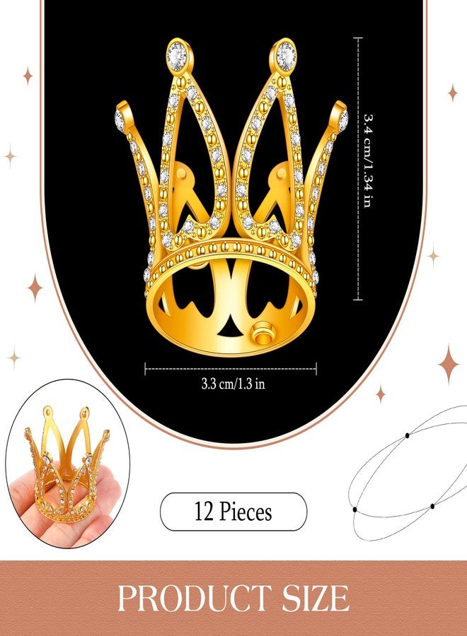 Yulejo 12 Pieces Crown Cake Topper Mini Baby Crown Tiny Queen Small Princess Headpiece Cake Decoration for Women Lady Girl Bridal Wedding Royal Themed Baby Shower Decor Birthday Party (Gold) - Image 2