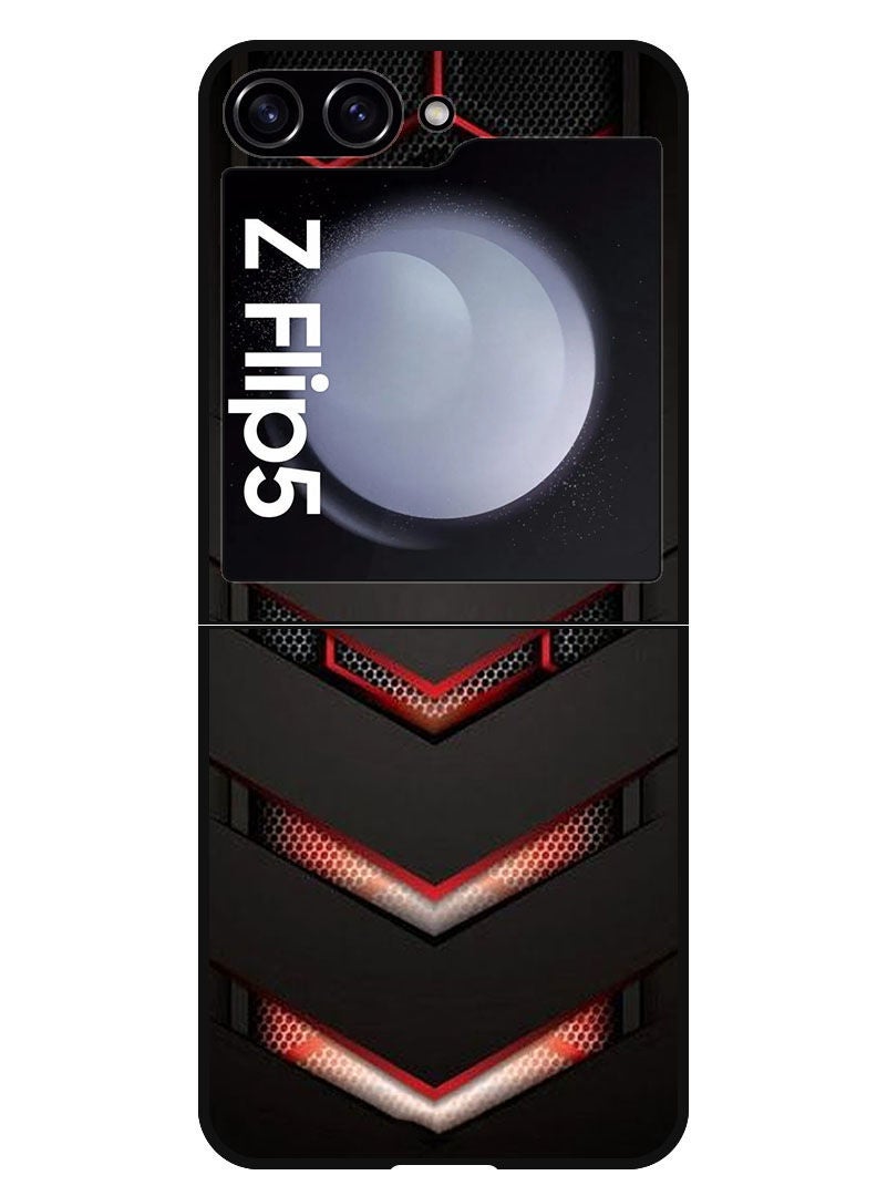 Theodor جراب واقٍ مضاد للخدش والصدمات لهاتف Samsung Galaxy Z Flip 5 باللونين الأحمر والأسود - Image 1