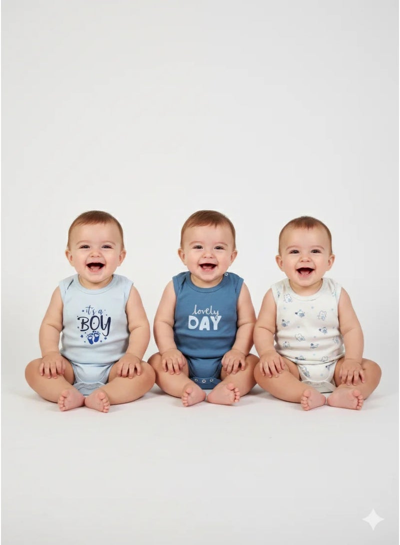 Set of 3 Baby Bodysuits – Soft Cotton Rompers for Newborn