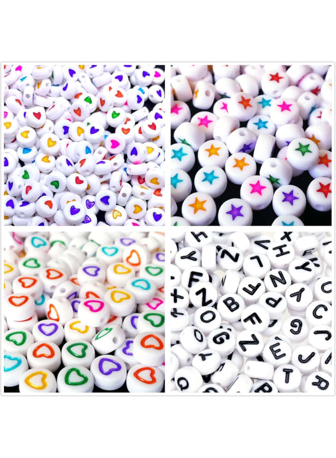 1000Pcs Letter Beads, Colorful Acrylic Round Heart and Star Beads for Jewelry Making DIY Crafts - Image 1