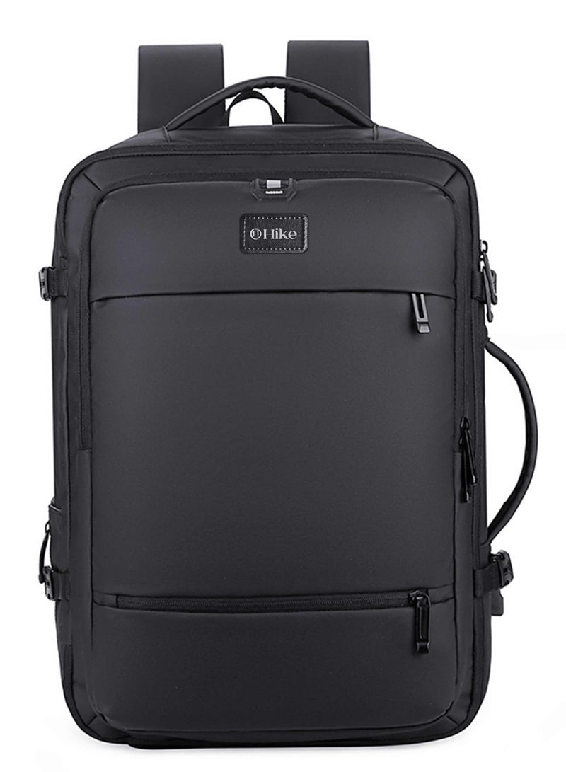 هايك Hike Unisex Expandable Shoulder Backpack Water Resistant Laptop Daypack with 360° Degree Opening and Separate Laptop Compartment for Travel/Business/College, HK2101-BLACK - Image 3