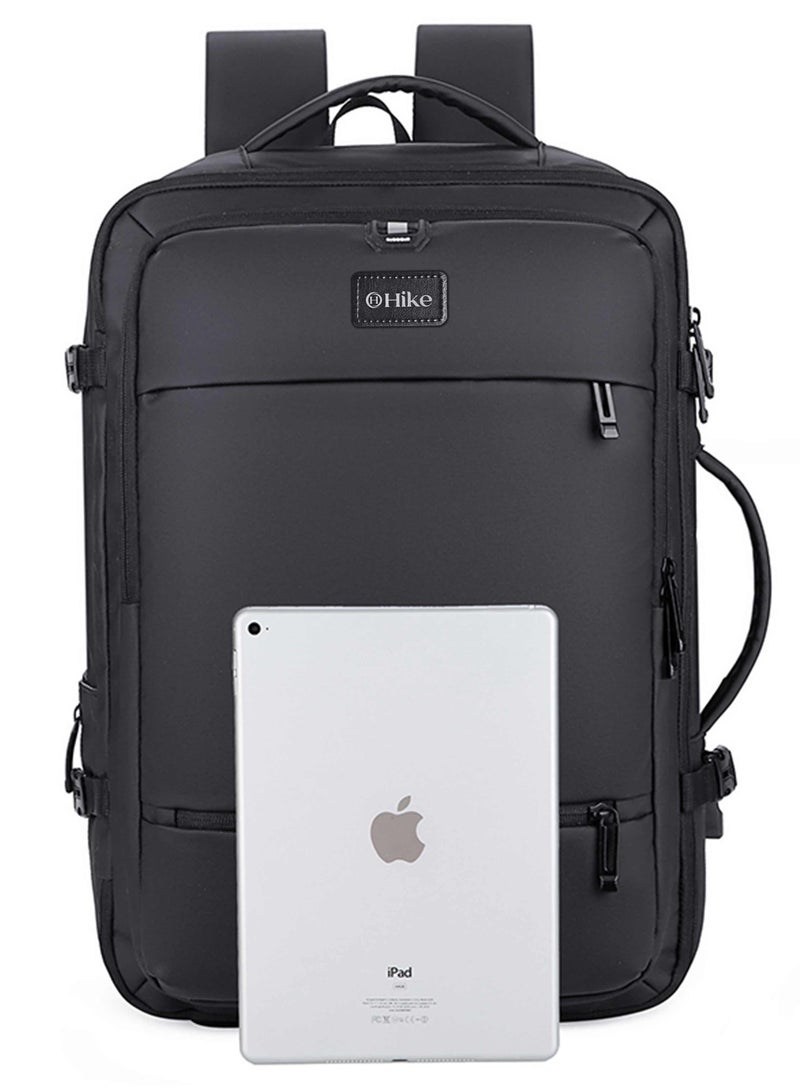 هايك Hike Unisex Expandable Shoulder Backpack Water Resistant Laptop Daypack with 360° Degree Opening and Separate Laptop Compartment for Travel/Business/College, HK2101-BLACK - Image 4