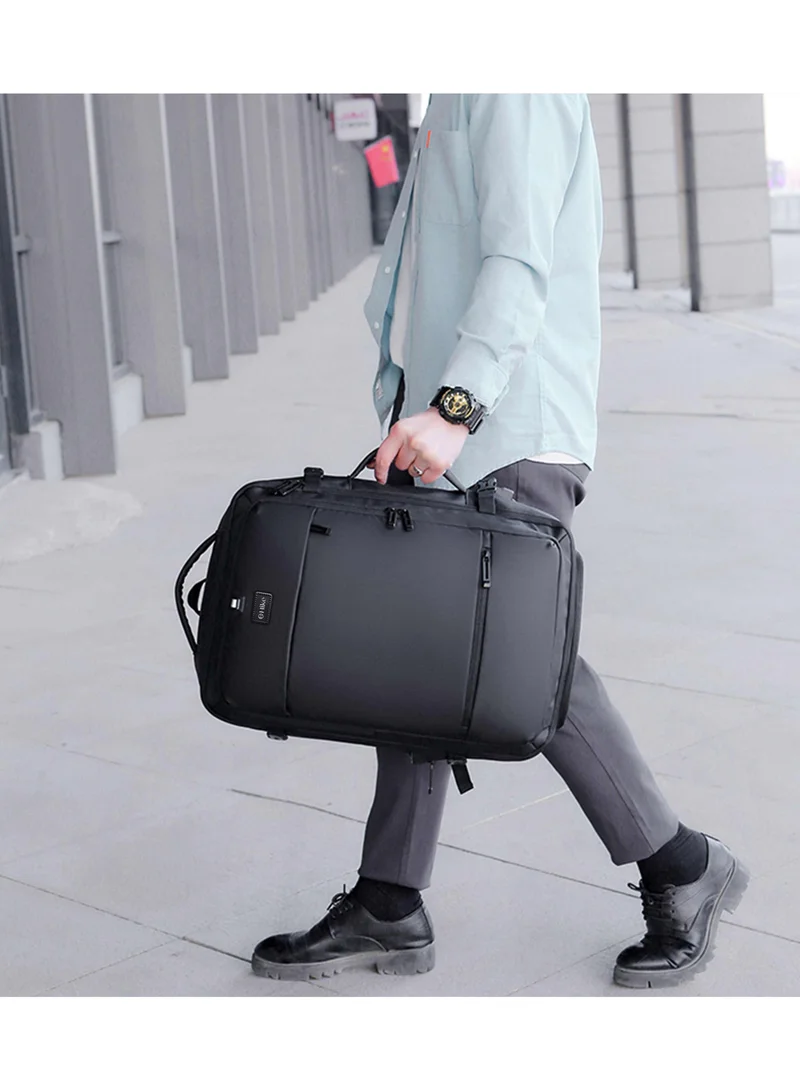 هايك Hike Unisex Expandable Shoulder Backpack Water Resistant Laptop Daypack with 360° Degree Opening and Separate Laptop Compartment for Travel/Business/College, HK2101-BLACK