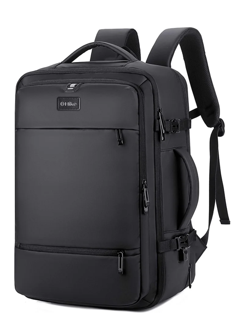 هايك Hike Unisex Expandable Shoulder Backpack Water Resistant Laptop Daypack with 360° Degree Opening and Separate Laptop Compartment for Travel/Business/College, HK2101-BLACK