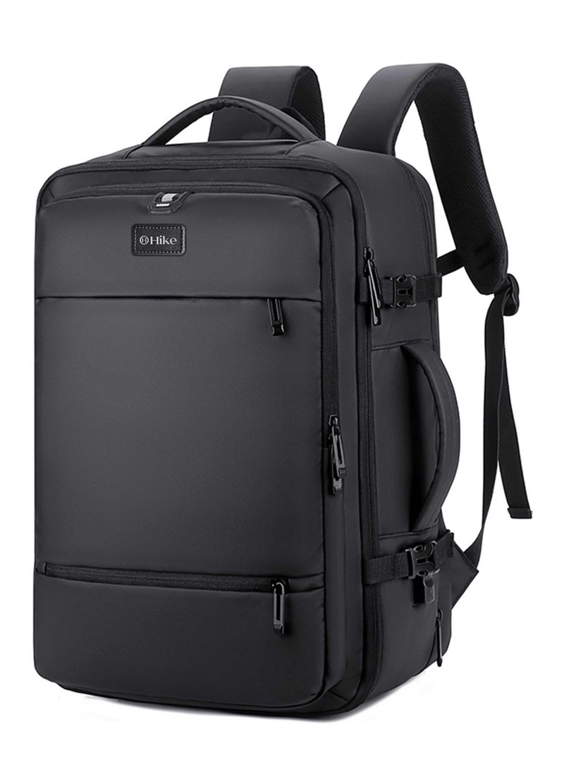 هايك Hike Unisex Expandable Shoulder Backpack Water Resistant Laptop Daypack with 360° Degree Opening and Separate Laptop Compartment for Travel/Business/College, HK2101-BLACK - Image 1