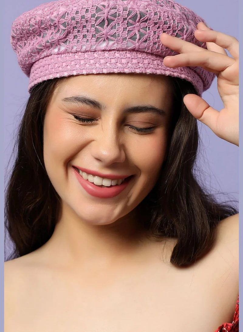 Haute Sauce Casual Textured Beret Cap For Women