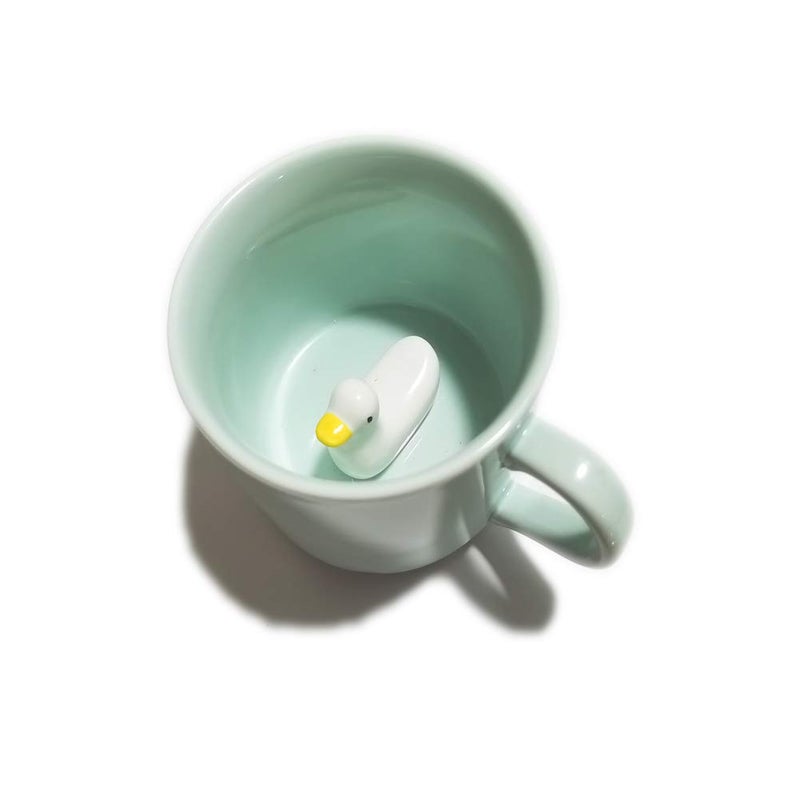 Zah 3D Coffee Mug Cute Animal Inside Cup Cartoon Ceramics Figurine Teacup For Boys Girls Kids - Party Office Morning Mugs For Tea Juice Milk Chocolate Cappuccino (8 Oz Duck) - Image 1