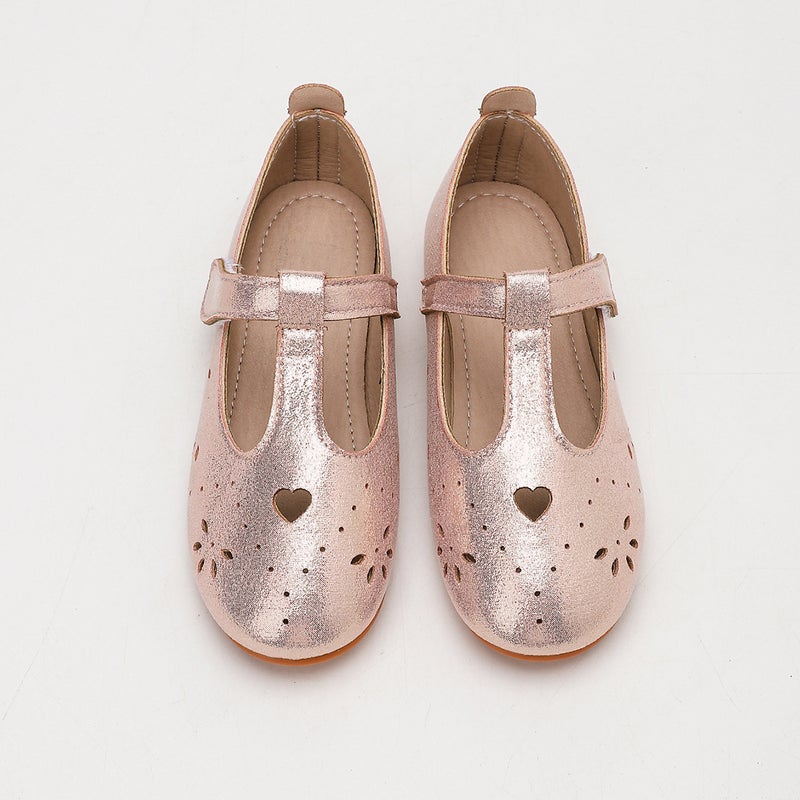 Girls'' Heart-Shaped Hollow-Out Cute Round-Toe Single Shoes, Spring and Summer Princess Shoes, New Performance Children''s Leather Shoes - Image 5