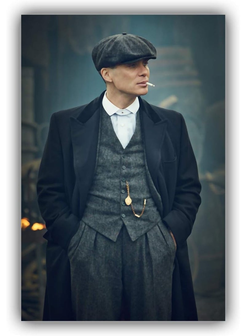 مؤسسة فكرة اليوم لوحة جدارية قماشية مؤطرة من مسلسل Peaky Blinders (8 بوصة × 12 بوصة / 20 سم × 30 سم) - Image 1
