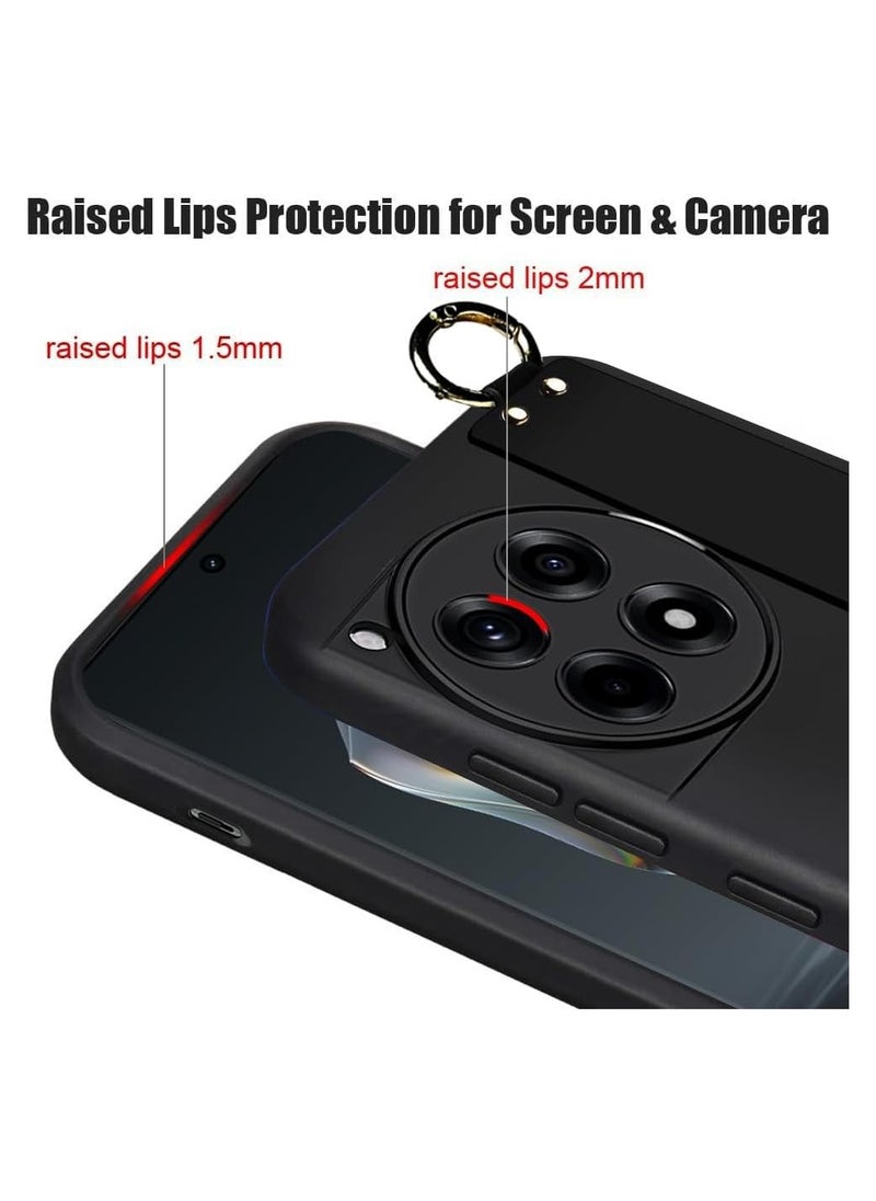 Generic - OnePlus 12R 5G/OnePlus Ace 3 Case, Wrist Strap Grip Bracelet Protective Cover with Tempered Glass Screen Protector Silicone TPU Wrist Strap Holder Protective Cover - Image 1