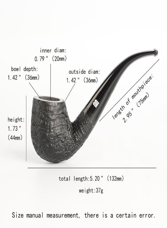 Heysong Handmade Wooden Pipe Briar Smooth Pipe fit 9mm Bent Stem HSAA0019 (Black) - Image 3