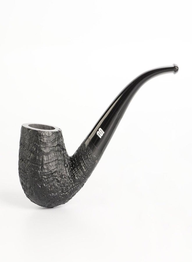 Heysong Handmade Wooden Pipe Briar Smooth Pipe fit 9mm Bent Stem HSAA0019 (Black) - Image 1