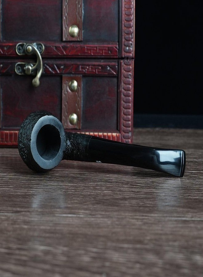 Heysong Handmade Wooden Pipe Briar Smooth Pipe fit 9mm Bent Stem HSAA0019 (Black) - Image 4