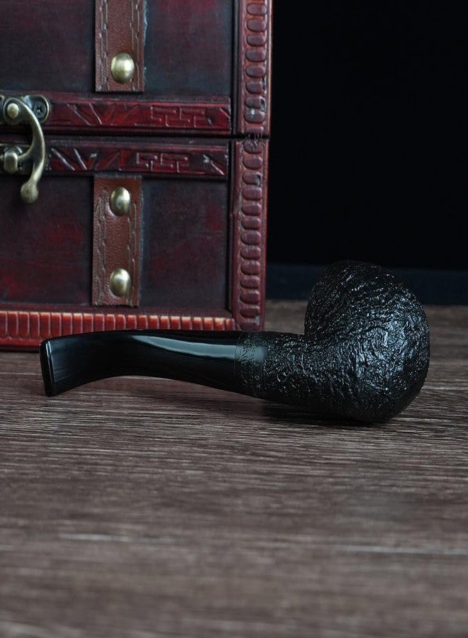 Heysong Handmade Wooden Pipe Briar Smooth Pipe fit 9mm Bent Stem HSAA0019 (Black) - Image 5
