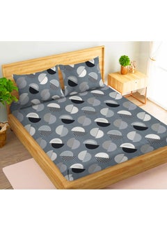 VAS COLLECTIONS VAS COLLECTIONS 220 TC Pure Cotton Super King Size Bedsheets with 2 King Size Pillow Covers Kingston Collections 100 Cotton Luxuary Soft Sheets 3pcs Set 108x108 inchesGrey Black 