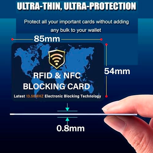 SaiTech IT 2 Pack RFID Blocking Card NFC Contactless Debit/Credit Card ATM Passport Protector ideal for Men & women slim with World map design perfectly fit in wallet - Blue - Image 2