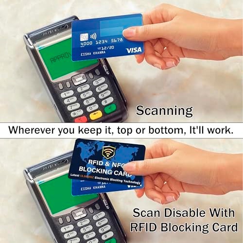 SaiTech IT 2 Pack RFID Blocking Card NFC Contactless Debit/Credit Card ATM Passport Protector ideal for Men & women slim with World map design perfectly fit in wallet - Blue - Image 5