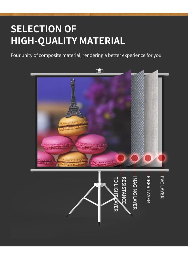 ET-LIFE 72 inch 16:9 Portable Projector Screen, White Fiberglass Material, 2-in-1 Wall Mount & Tripod Stand ET72W-169 for Outdoor and Indoor  - Image 4
