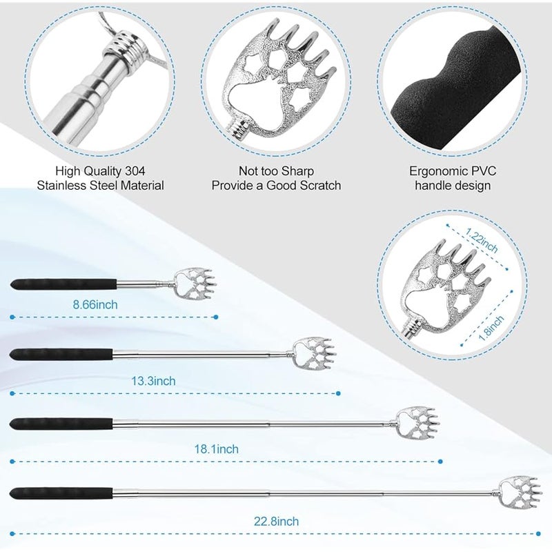 Yeipis 3 Pack Different Back Scratcher Metal Portable Telescoping with Rubber Handles, Extendable Back Massager Tool with Beautiful Box, Stocking Stuffers for Men Women Kids Adults (Black) - Image 3