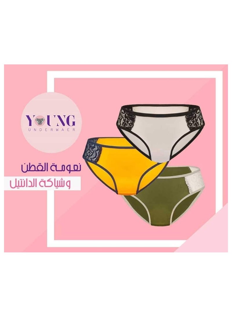 يونج وير  ملابس داخلية للشباب | ملابس داخلية نسائية من القطن بنسبة 100% | ملابس داخلية نسائية أنيقة مزينة بالدانتيل | راحة واناقة قصوى  - Image 2