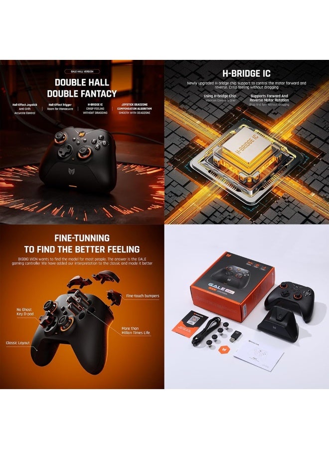BIGBIG WON Classic Gamepad BIGBIGWON GALE Gaming Controller with Charging Dock for Switch/PC/Android/iOS, Hall Trigger, Hall Joystick, 1000mAh Battery, 1000Hz Polling Rate, 6-Axis Gyroscope, 2.4G, Bluetooth, Wired connected, Multi-Curve Algorithm, Anti-Slip Frosted Shell, 4 Remmapable Buttons Control - Image 5
