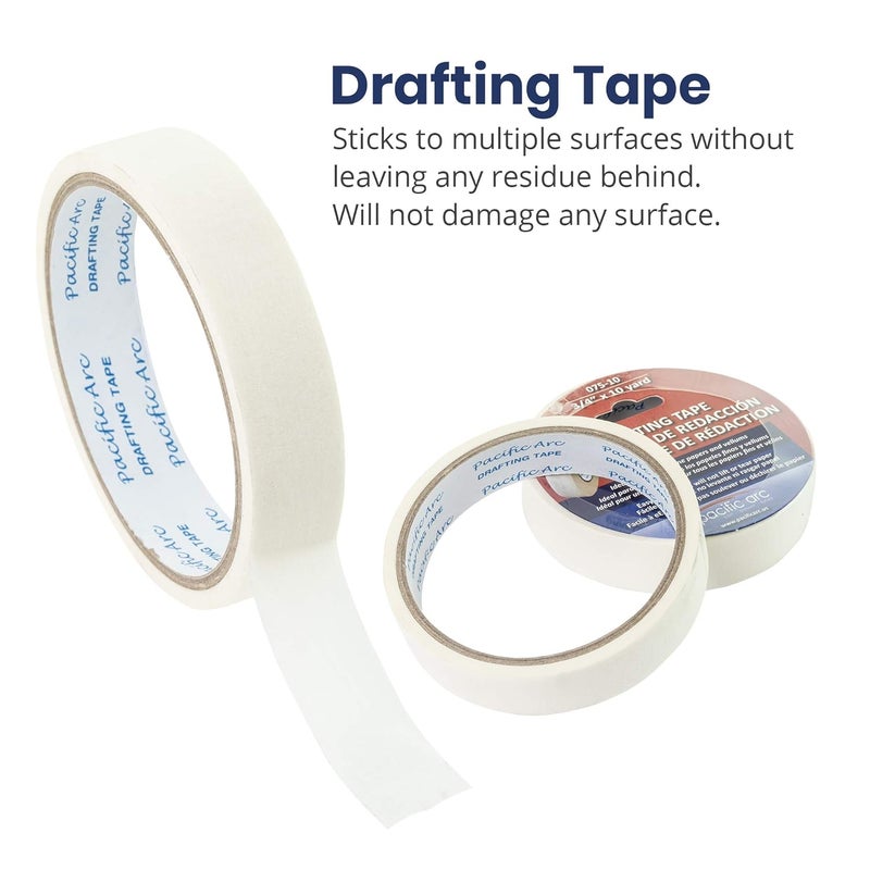 Pacific Arc Drafting Tape, 3/4 in. x 10 yd. roll. Multiple Uses and Surfaces. Easy Removal, Residue Free. Office, Drafting, Painting, Art or Home use. - Image 3