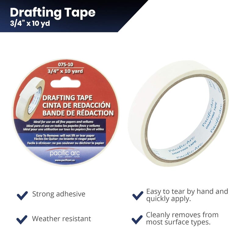 Pacific Arc Drafting Tape, 3/4 in. x 10 yd. roll. Multiple Uses and Surfaces. Easy Removal, Residue Free. Office, Drafting, Painting, Art or Home use. - Image 2