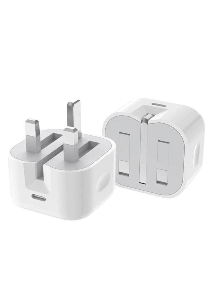 ADMORE 20W USB Type-C Fast Wall Charging Power Adapter & Compact Universal Power Travel Adapter Compatible For iPhone 16 Series/ 15 Series/ 14 Series/ 13 Series/Galaxy Ultra Series (3 Pin Plug White) - Image 2