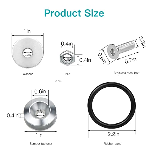 Mellbree Bumper Quick Release, Mellbree JDM Quick Release Holders Front Rear Bumper Fasteners Trunk Band Fenders Clip Kits Compatible for Universal Car Bumper (Silver 4 x Release Tabs 12 x O-Ring Fastener - Image 5