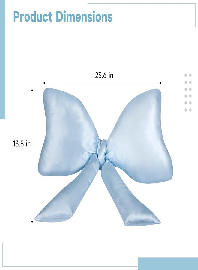 Homaisson Big Blue Bow Throw Pillow, Satin Breathable Neck Support Cushion, Smooth Encased Soft Filling, Decorative Bow Shaped Pillow for Enhanced Room Ambiance, 23.6×13.8" - Image 5