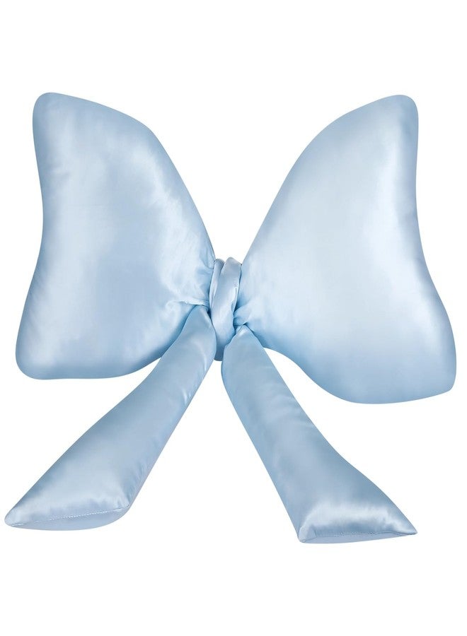Homaisson Big Blue Bow Throw Pillow, Satin Breathable Neck Support Cushion, Smooth Encased Soft Filling, Decorative Bow Shaped Pillow for Enhanced Room Ambiance, 23.6×13.8" - Image 2