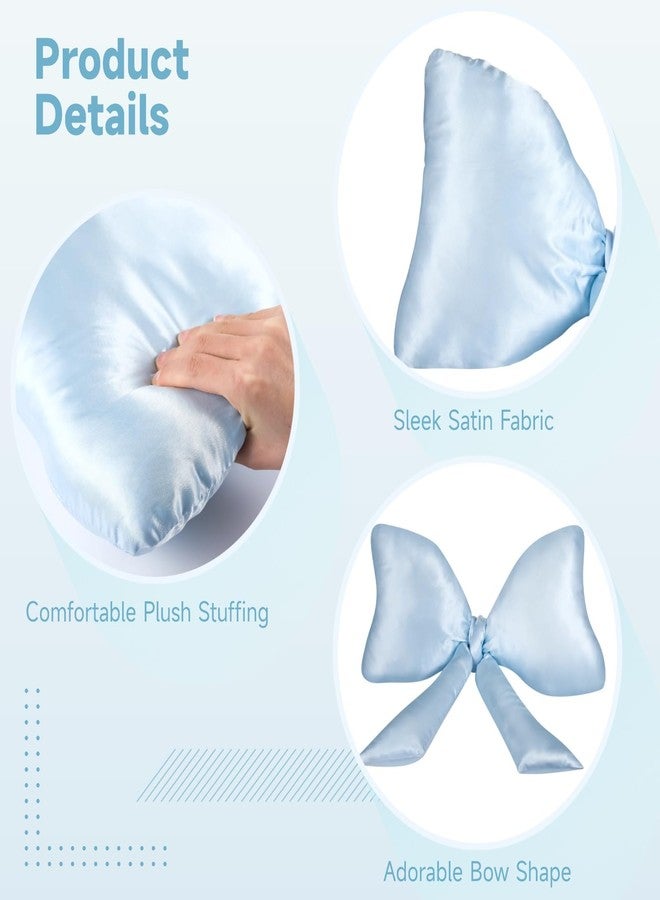 Homaisson Big Blue Bow Throw Pillow, Satin Breathable Neck Support Cushion, Smooth Encased Soft Filling, Decorative Bow Shaped Pillow for Enhanced Room Ambiance, 23.6×13.8" - Image 4