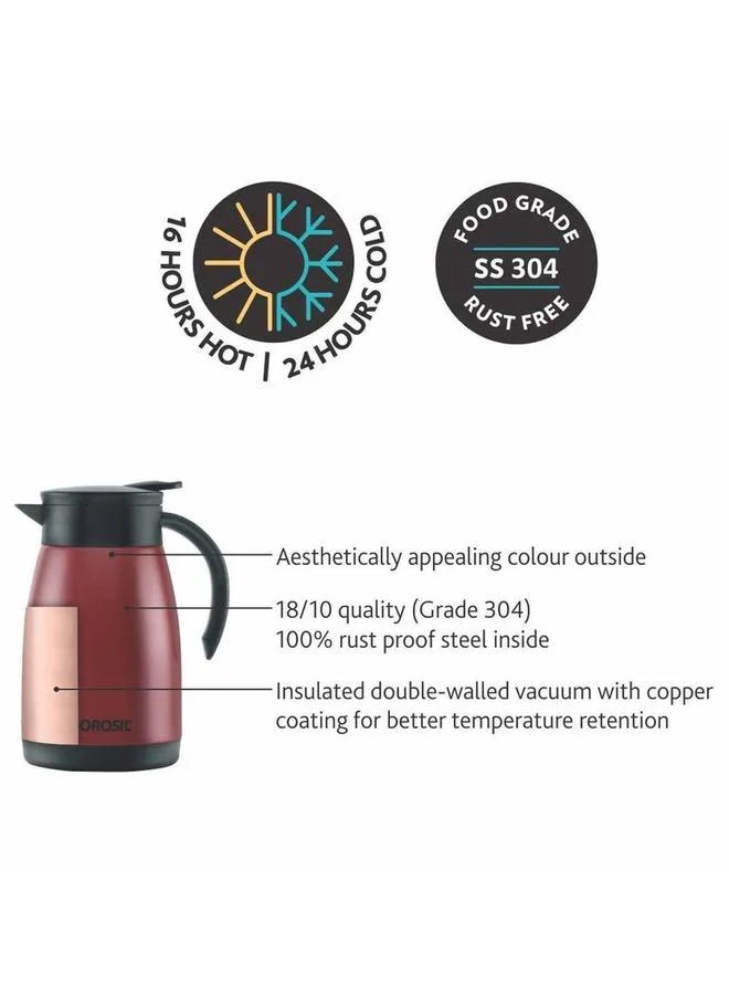 بوروسيل إبريق شاي ستانلس ستيل مفرغ أحمر ٧٥٠ مل