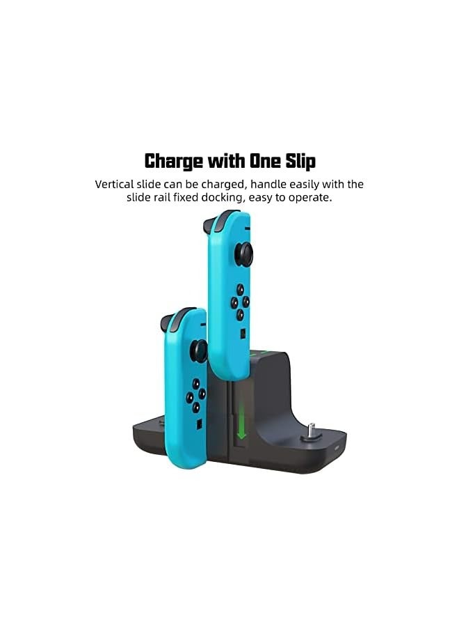 PROMASS 6 in 1 Controller Charger for Nintendo Switch, Type-C USB 2.0 Switch Charging Dock Stand Station for Joy-Con & Controllers, Portable LED Display Charger Docking for Switch - Image 2
