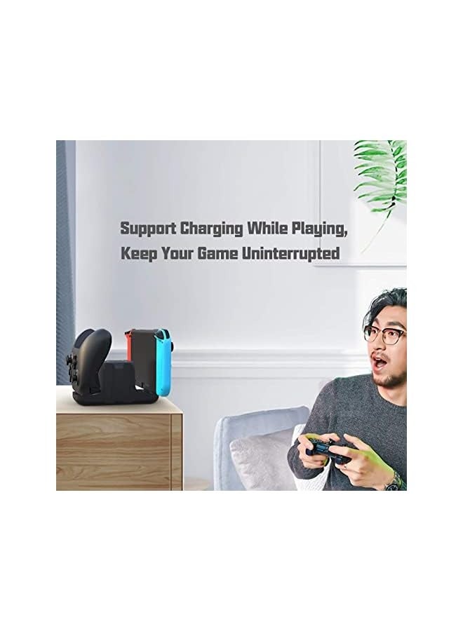PROMASS 6 in 1 Controller Charger for Nintendo Switch, Type-C USB 2.0 Switch Charging Dock Stand Station for Joy-Con & Controllers, Portable LED Display Charger Docking for Switch - Image 4