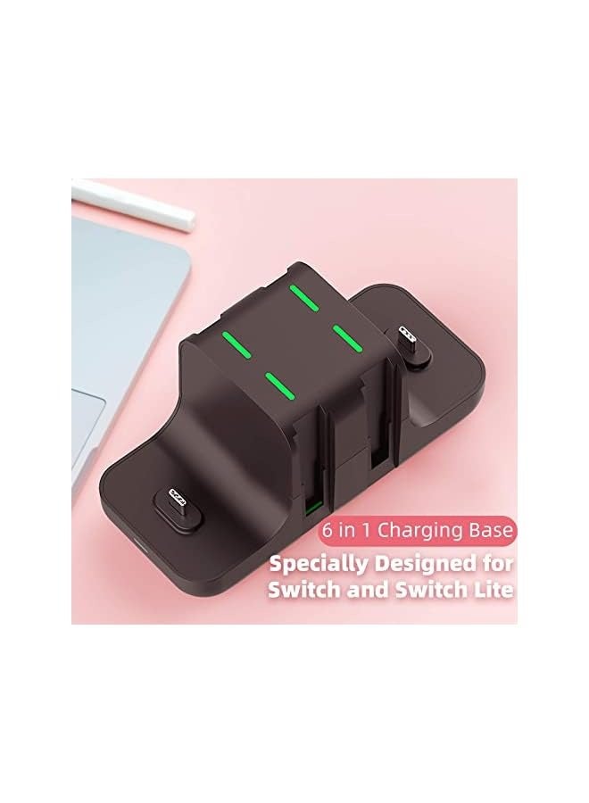 PROMASS 6 in 1 Controller Charger for Nintendo Switch, Type-C USB 2.0 Switch Charging Dock Stand Station for Joy-Con & Controllers, Portable LED Display Charger Docking for Switch - Image 5
