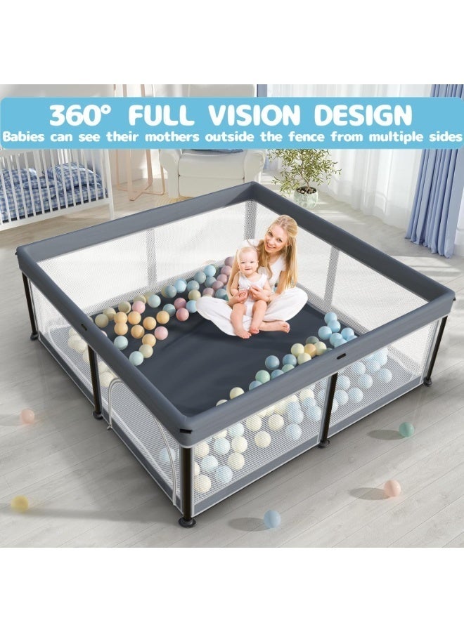 والالا حظيرة لعب قابلة للطي للأطفال مع حصيرة، 127*180*66 سم حظيرة لعب قابلة للطي للأطفال الرضع والأطفال الصغار، حظيرة لعب آمنة للأطفال داخل المنزل وخارجه، ساحة لعب محمولة، حظيرة لعب قابلة للطي للأطفال مع 20 كرة محيطية، رمادي غامق - Image 5