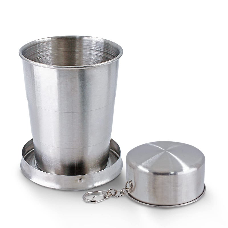 Litoexpe 5oz Collapsible Travel Cup With Keychain, Stainless Steel Folding Camping Cup Portable Drinking Mug For Hiking, Picnic and other Outdoor Activities, 150ml - Image 1