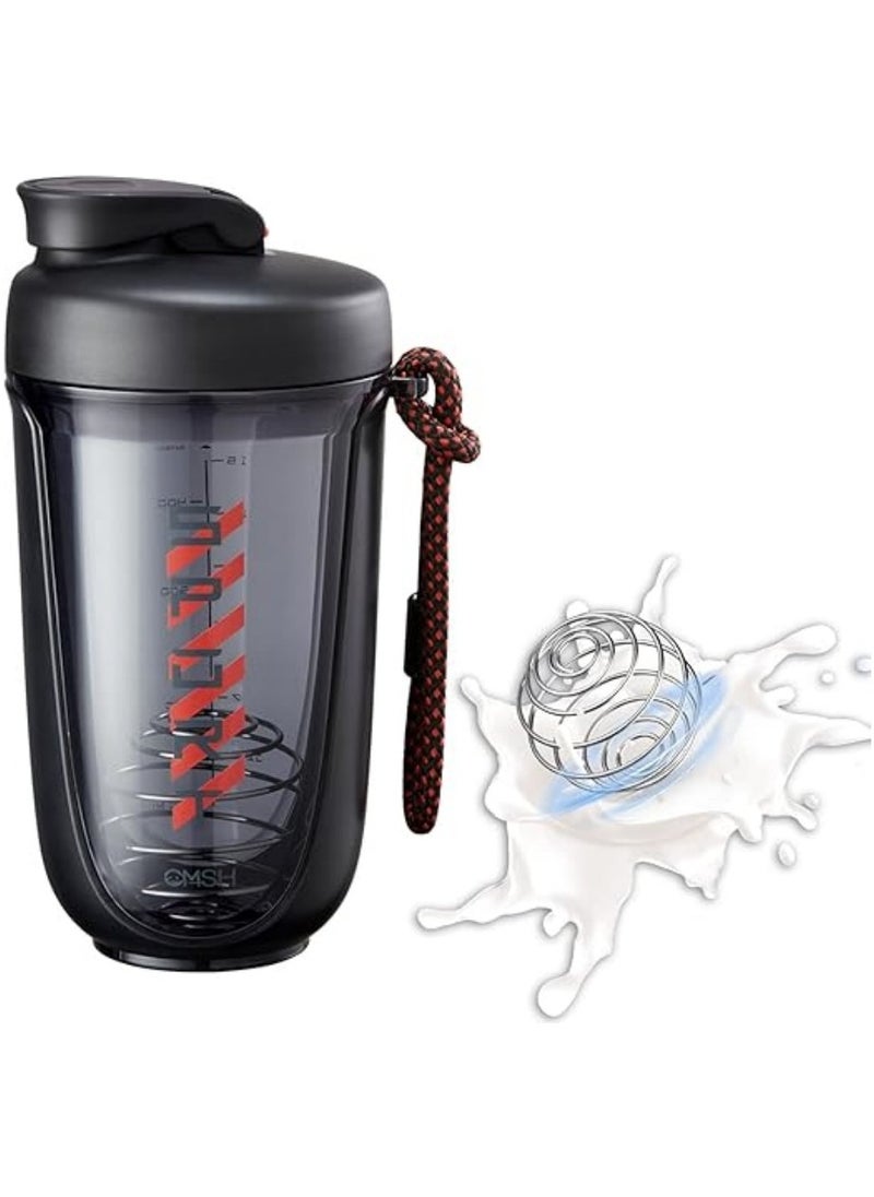 EYSOO - Protein Shaker Bottle 20 oz Protein Shaker Cup Shaker Bottle for Protein Mixes Leakproof Shaker BPA Free Protein Shaker with Blender Ball for Gym Fitness (Black) - Image 1