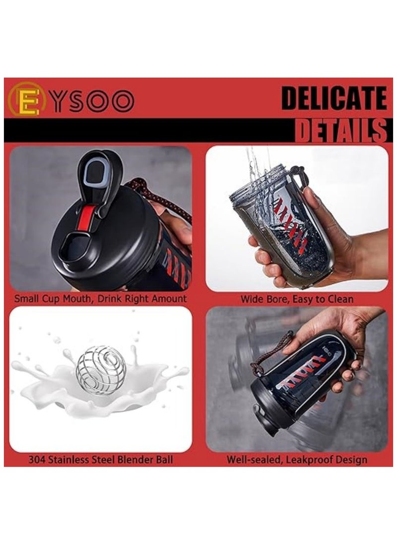 EYSOO - Protein Shaker Bottle 20 oz Protein Shaker Cup Shaker Bottle for Protein Mixes Leakproof Shaker BPA Free Protein Shaker with Blender Ball for Gym Fitness (Black) - Image 1