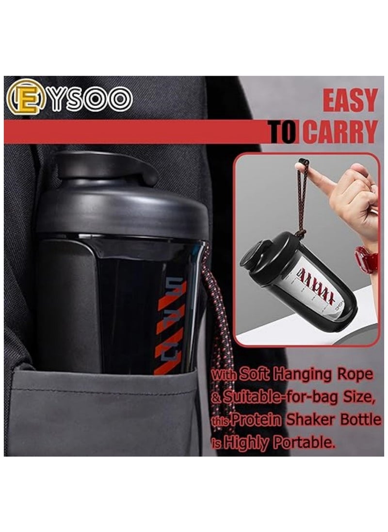 EYSOO - Protein Shaker Bottle 20 oz Protein Shaker Cup Shaker Bottle for Protein Mixes Leakproof Shaker BPA Free Protein Shaker with Blender Ball for Gym Fitness (Black) - Image 1