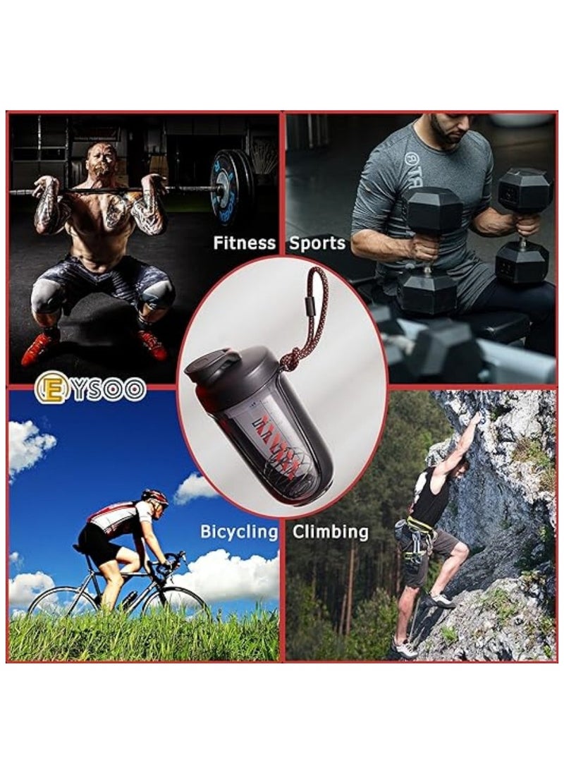 EYSOO - Protein Shaker Bottle 20 oz Protein Shaker Cup Shaker Bottle for Protein Mixes Leakproof Shaker BPA Free Protein Shaker with Blender Ball for Gym Fitness (Black) - Image 1