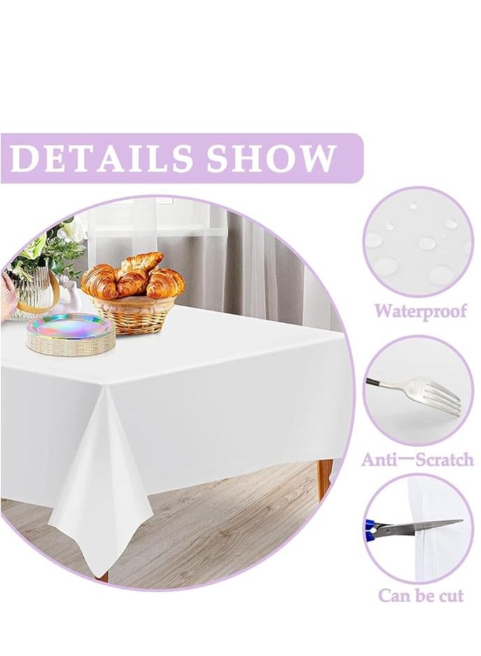 4 Pack Disposable Party Table Cloth Rectangle 54 x 108 Inch, Disposable Plastic Table Cover for Wedding Banquet Birthday Party - Image 3