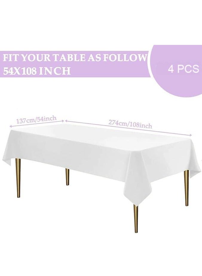 4 Pack Disposable Party Table Cloth Rectangle 54 x 108 Inch, Disposable Plastic Table Cover for Wedding Banquet Birthday Party - Image 2