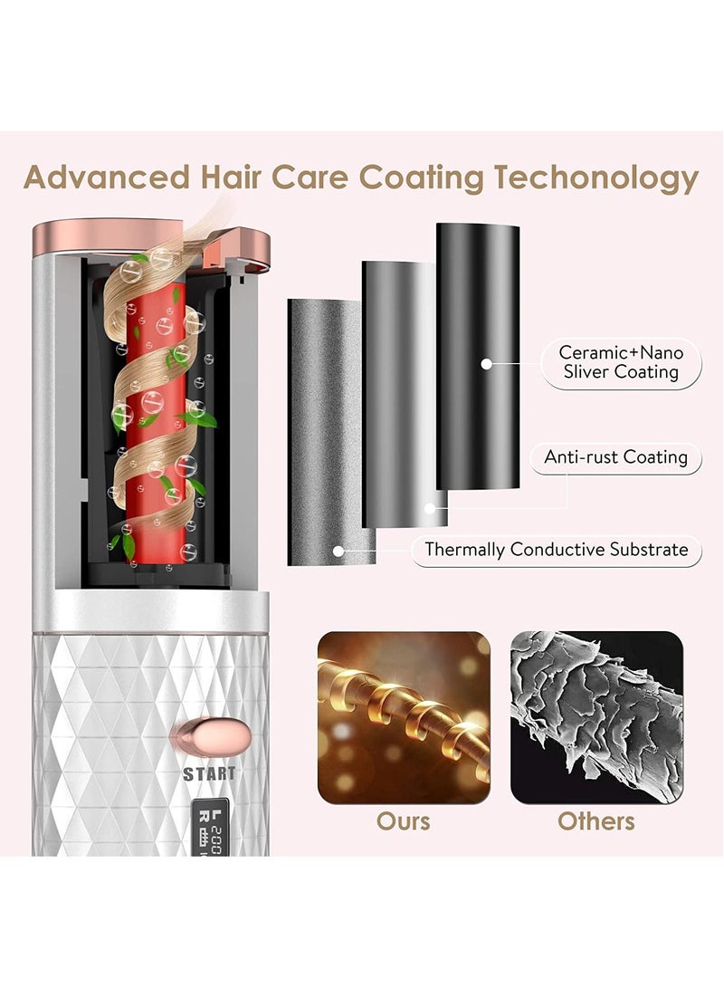 مكواة تجعيد الشعر الأوتوماتيكية، مكواة تجعيد الشعر اللاسلكية مع 6 درجات حرارة ومؤقتات، مكواة تجعيد الشعر المحمولة القابلة لإعادة الشحن ببرميل سيراميك، أدوات تصفيف تجعيد الشعر السريعة التسخين - Image 5