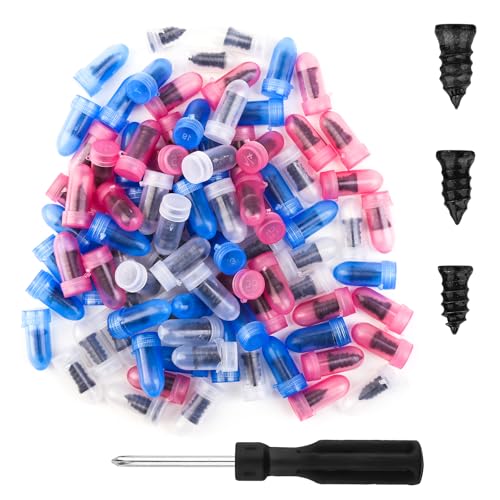 Gegraterwa Tire Plug Kit 100PCS Tire Repair ScrewsInclude 3 Sizes of Screw in Tires Plugs Screwdriver - Image 1