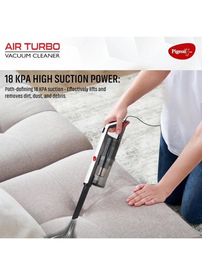 Pigeon by Stovekraft Airturbo Handheld Dry Vacuum Cleaner for Home&Car|Hepa+Steelmesh Fft Technology Filter|18 Kpa Suction Power|600W|Low Noise|2 Accessories Nozzle&Brush|4.5M Long Wire,1 Count,600Ml - Image 3